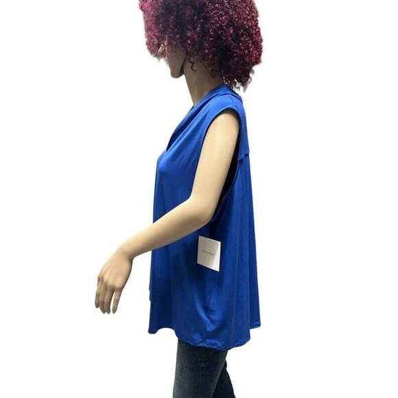 Ellen Tracy Catalina Blue Sleeveless Top Blouse NWT Womens Size 2X - Picture 2 of 10